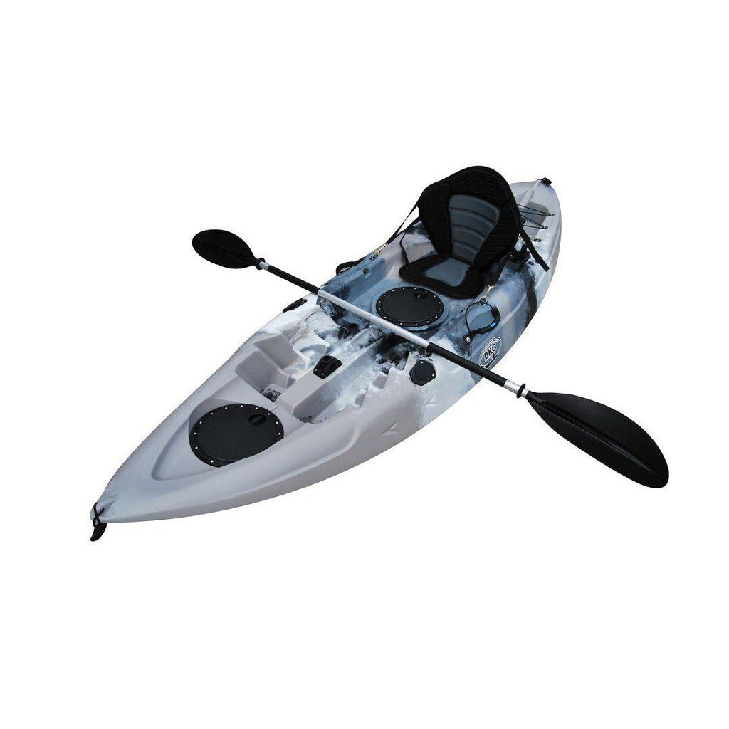 Brooklyn Kayak UH-FK184-GRY 9 ft. 2 in. Sit On Top Single Fishing Kayak Seat and Paddle - Grey Camo